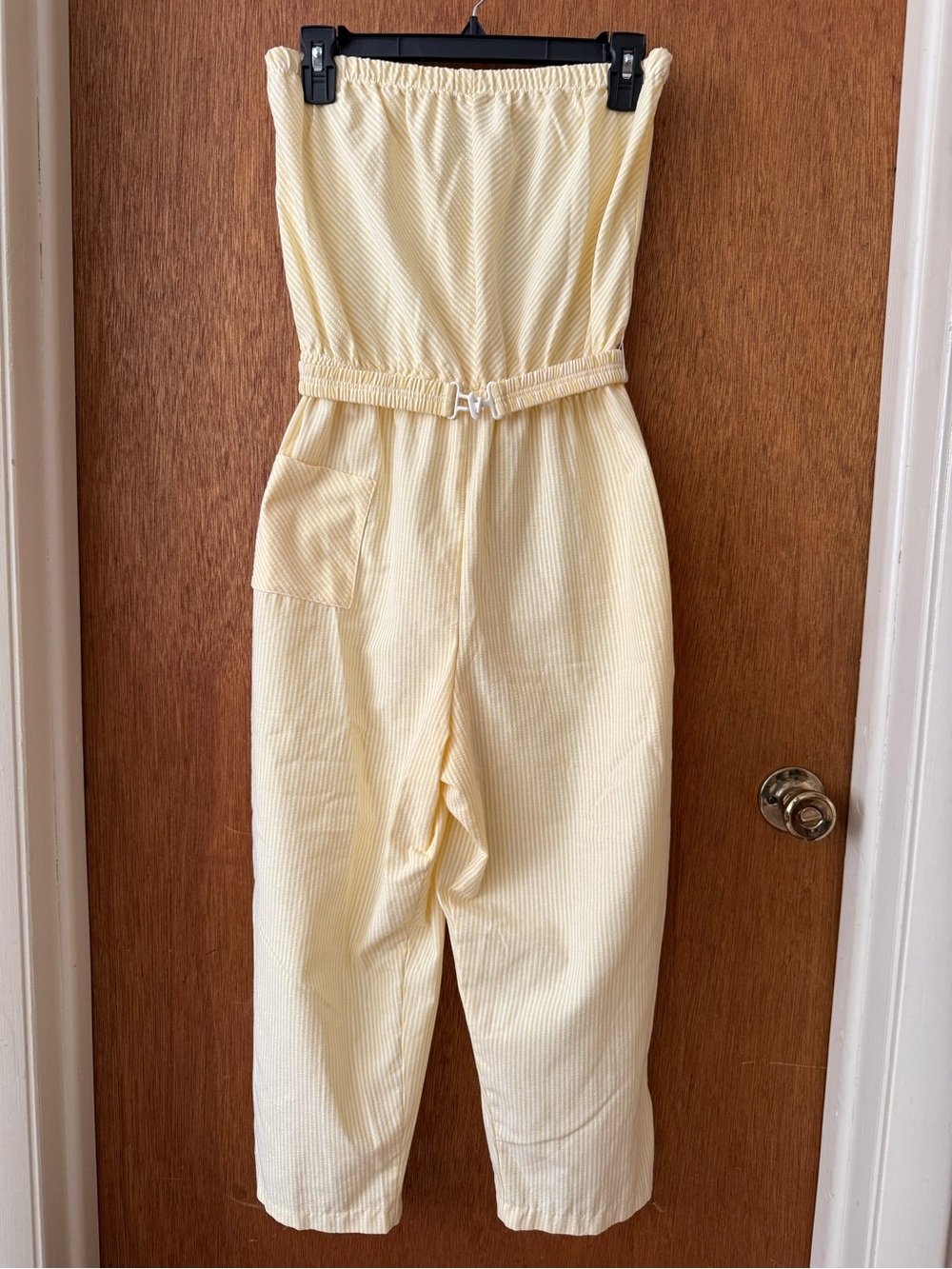 Strapless Yellow Ribbed Jumpsuit